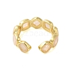 Square Natural Mixed Stone Open Cuff Rings RJEW-K272-02G-4