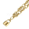 304 Stainless Steel Lock Pendant Figaro Chain Necklaces NJEW-I129-02G-1