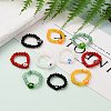 Dyed Natural Malaysia Jade Rondelle Beads Stretch Rings RJEW-JR00313-5