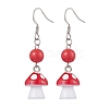 Mushroom & Round Plastic Dangle Earrings EJEW-JE05866-1