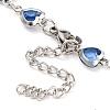 304 Stainless Steel & Glass Heart Link Chain Bracelets for Women BJEW-P334-12P-4