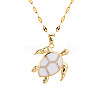 Brass White Enamel Turtle Pendant Dapped Chain Necklaces for Women FJ9996-1-4