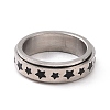 Black Enamel Star Rotating Fidget Band Ring RJEW-I089-18P-2