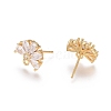 Brass Cubic Zirconia Stud Earring Findings X-EJEW-E257-05G-1