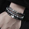 3Pcs 3 Style Synthetic Non-magnetic Hematite & Map Stone Beaded Stretch Bracelets Set WG17390-01-1