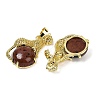 Gemstone Ball with Leopard Shape Brass Pendants KK-F887-04G-3