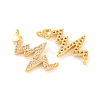 Brass Micro Pave Clear Cubic Zirconia Connector Charms KK-U017-01A-G-2