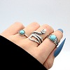 3Pcs Alloy with Synthetic Turquoise Finger Rings FS-WGB916C-07-1