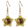 Natural Tiger Eye Star Dangle Earrings EJEW-MZ00354-3