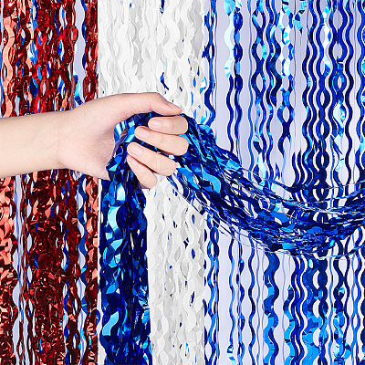 3Pcs 3 Colors Plastic Foil Fringe Curtains AJEW-NB0005-16-1