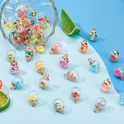 96Pcs 12 Colors Clear Glass Pendants FIND-ME0003-40-1