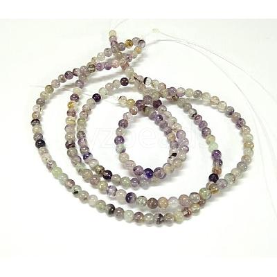 Natural Purple Fluorite Round Bead Strands G-P070-62-8mm-1