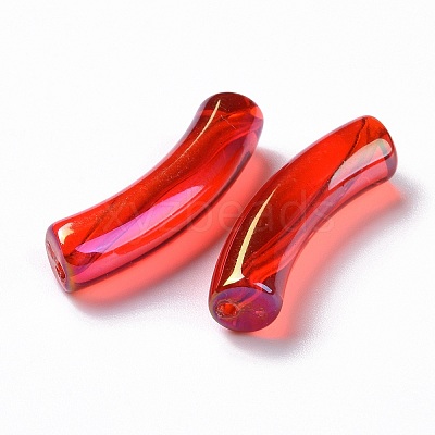 UV Plating Transparent Rainbow Iridescent Acrylic Beads X-OACR-A016-01J-1
