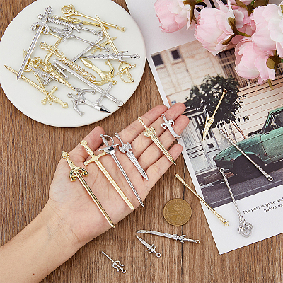 32Pcs 32 Style Rack Plating Alloy Big Pendants FIND-FH0008-06-1