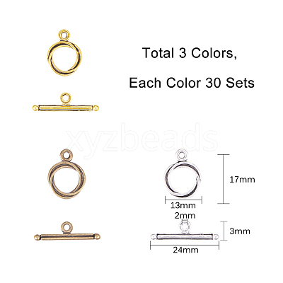 Alloy Tibetan Silver Toggle Clasps PALLOY-PH0005-56-1
