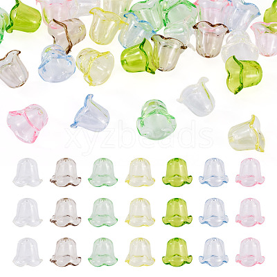 28Pcs 7 Colors Acrylic Bead Caps for Wind Chimes Making TACR-TA0001-70-1