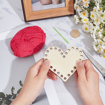 DIY Heart Wood Knitting Loom Kits DIY-CY0003-10B-1