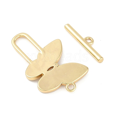 Brass Micro Pave Clear Cubic Zirconia Toggle Clasps KK-K391-21G-02-1