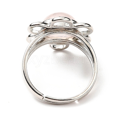 Natural Rose Quartz Adjustable Rings RJEW-P043-01P-22-1