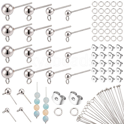 304 Stainless Steel Ball Post Stud Earring Findings & Flat Head Pins & Ball Head Pins & Eye Pin & Jump Rings STAS-BBC0010-38P-1