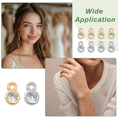 80Pcs 2 Colors Brass Cubic Zirconia Charms ZIRC-FH0001-45-1