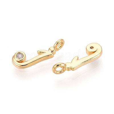 Brass Micro Pave Cubic Zirconia Charms KK-N263-97G-J-1