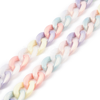 Spray Painted Acrylic Curb Chains AJEW-JB01086-1