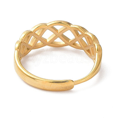 Ion Plating(IP) 304 Stainless Steel Hollow Sailor's Knot Adjustable Rings RJEW-D006-28G-1