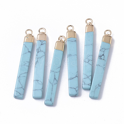 Top Golden Plated Synthetic Turquoise Pendants G-S359-028D-1