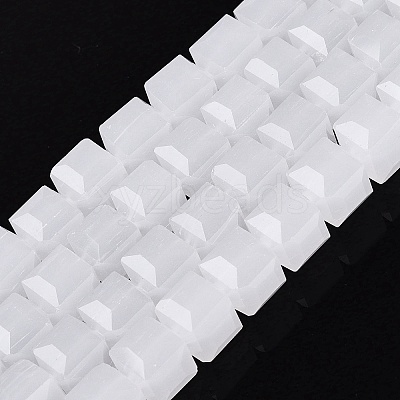 Imitation Jade Glass Beads Strands GLAA-R041-8x8mm-B01-1
