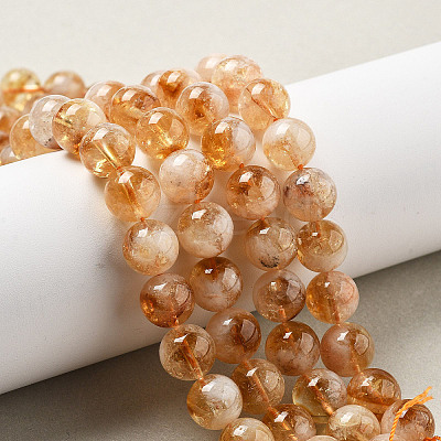 Heated Natural Citrine Beads Strands G-A262-A01-10mm-1