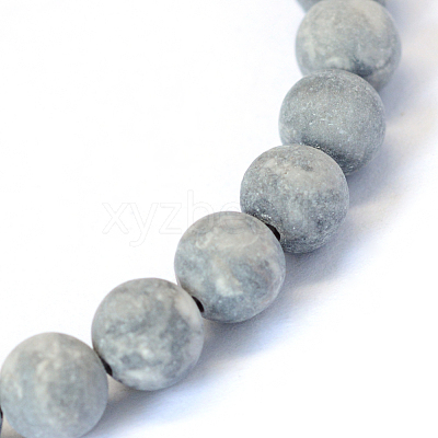 Frosted Natural Polychrome Jasper/Picasso Stone/Picasso Jasper Beads Strands X-G-E334-6mm-24-1