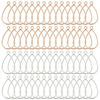60Pcs 2 Colors Alloy Open Back Bezel Pendants FIND-OC0003-36-1