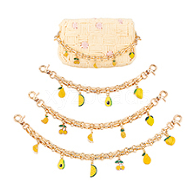 3Pcs 3 Styles Fruit Alloy Chains Bag Extender Chains AJEW-PH01583-1