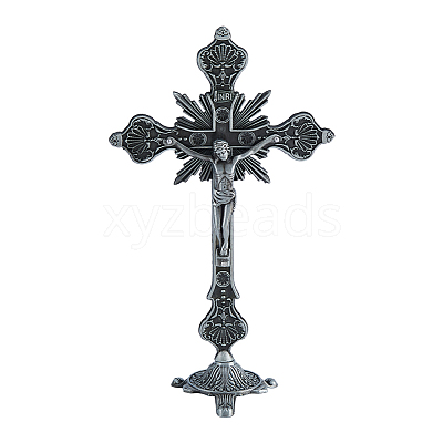 Religion Alloy Crucifix Cross Statue Display Decorations DJEW-WH0043-105A-1