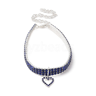 Adjustable 3-Row Iron Rhinestone Cup Chain Pet Collars AJEW-A054-01B-1