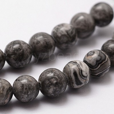 Natural Map Stone/Picasso Stone/Picasso Jasper Bead Strands X-G-D840-60-6mm-1