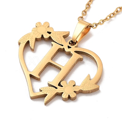 PVD Vacuum Plating 201 Stainless Steel Pendant Necklaces NJEW-R267-02H-G-1