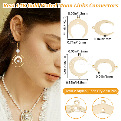 20Pcs 2 Styles Brass Connector Charms KK-BBC0011-66-1