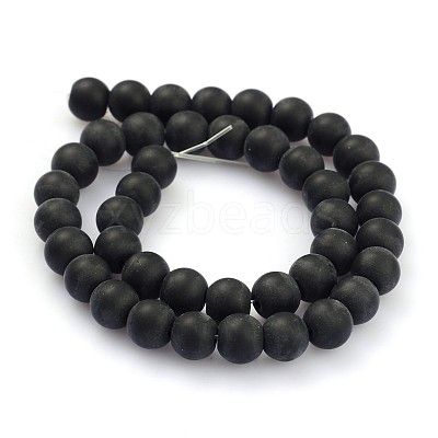 Frosted Glass Round Bead Strands GLAA-J079-02-8mm-1