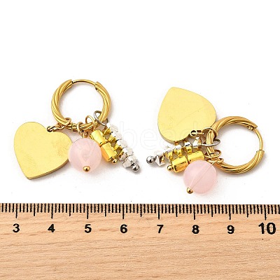 304 Stainless Steel Glass Beads Hoop Earrings EJEW-D308-08PG-1
