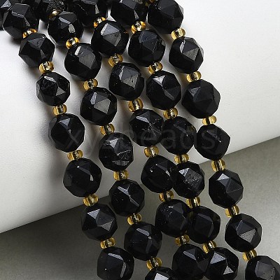 Natural Black Tourmaline Beads Strands GG-CBA3921-B11-8mm-1