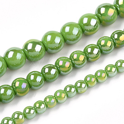 Electroplate Opaque Glass Beads Strands GLAA-T032-P10mm-AB06-1