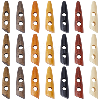 56Pcs 7 Colors 2-Hole Wood Buttons BUTT-GF0004-26-1