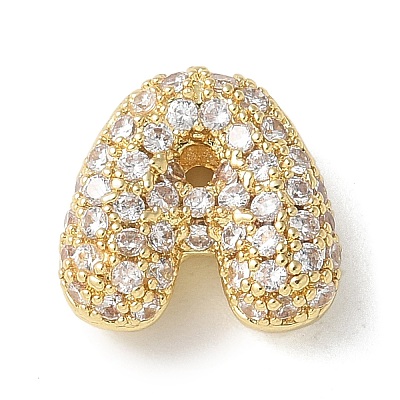 Brass Micro Pave Cubic Zirconia Beads KK-P290-61G-1