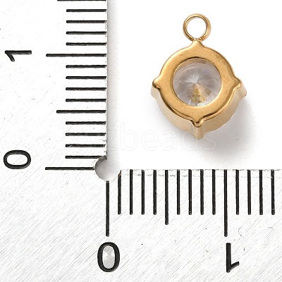 304 Stainless Steel Micro Pave Cubic Zirconia Pendants STAS-K292-01G-04-1
