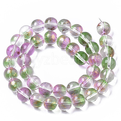 Transparent Spray Painted Glass Bead Strands GLAA-N035-03D-B01-1