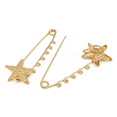 Starfish 304 Stainless Steel Safety Pins Brooch Findings SA-CBA098D-16D-G05-1