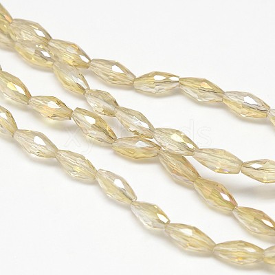 Electroplate Crystal Glass Rice Beads Strands X-EGLA-F042-A08-1
