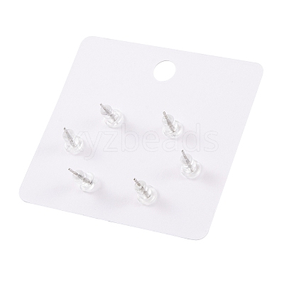 6 Pcs Brass Micro Pave Clear Cubic Zirconia Ear Studs EJEW-S218-01P-07-1